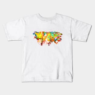 Acid Trip, digital fluid pour, pastel rainbow Kids T-Shirt